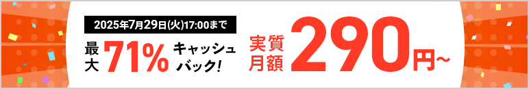 ץ꡼ǰ¼290ߡ71%åХåڡ 729()17:00ޤ